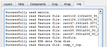 PCB import Log tab.