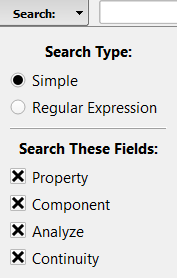 Screenshot of the Search options.