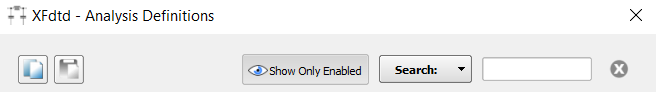Screenshot of the Analysis Definitions Toolbar.