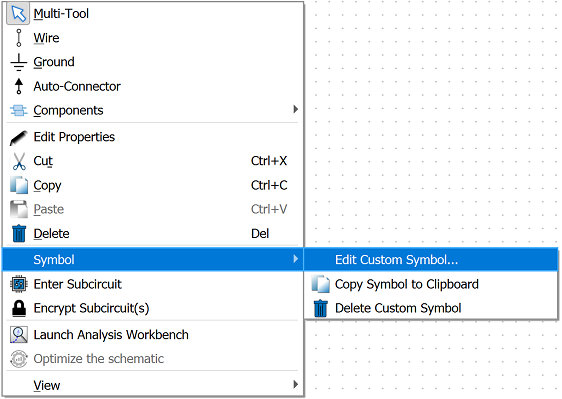 Screenshot of the Schematics right-click menu.