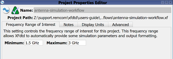 Screenshot of the Project Properties Editor.