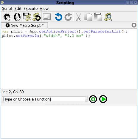 Screenshot of the scripting window.