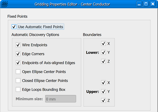 Screenshot of the automatic fixed points editor.