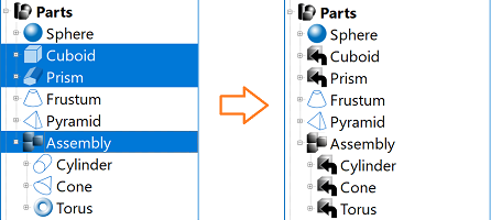 Screenshot of project tree selection.